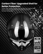 ILM Carbon Fiber Vintage Full Face Modular Motorcycle Helmet Model B707C