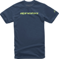 ALPINESTARS Linear Wordmark T-Shirt - Navy/Lime - 2XL 12127202070362X