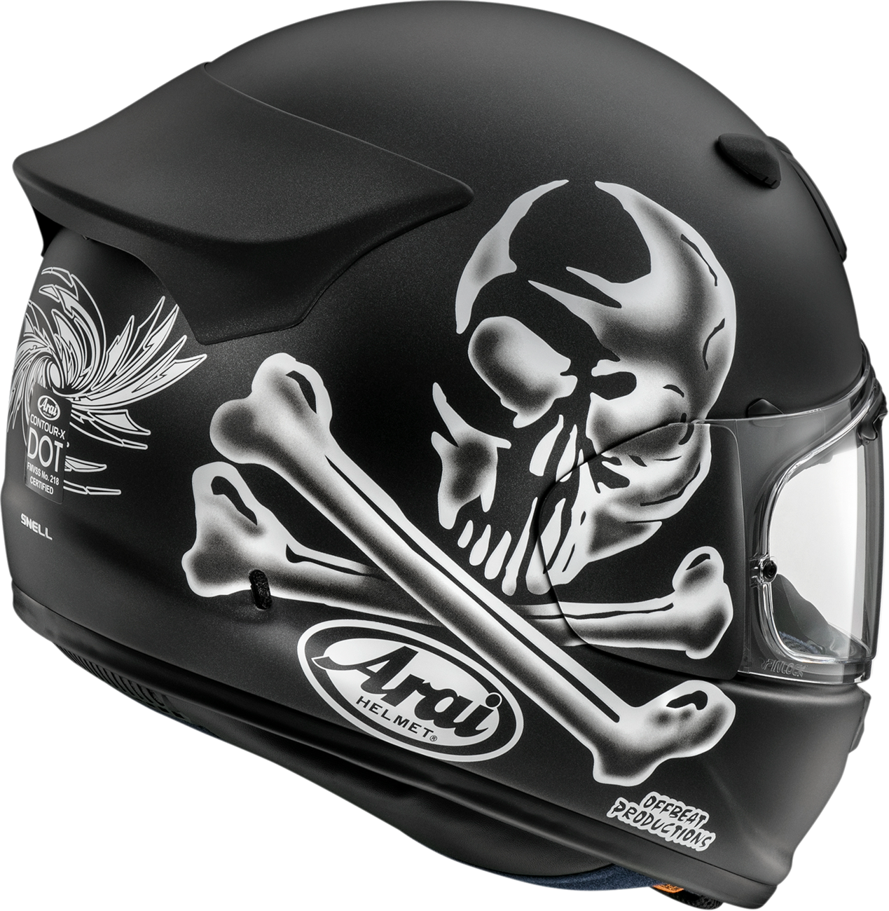 ARAI HELMETS, ARAI HELMETS Contour-X Jolly Roger Helmet XS - Part 0101-16673 with Integrated Ventilation and Aerodynamic Spoiler