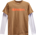 ALPINESTARS Stack Long-Sleeve T-Shirt - Sand/Warm Red - XL 1213713002331XL