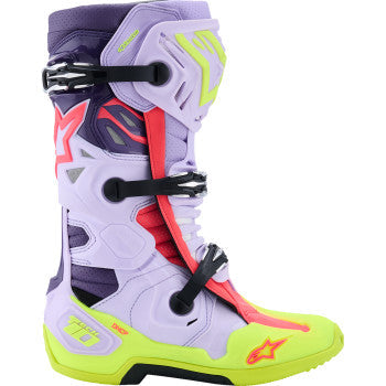 ALPINESTARS Tech 10 Supervented Boots - Purple/Fluorescent Yellow/Diva Pink - US 10 / EU 44.5 2010520-3150-10
