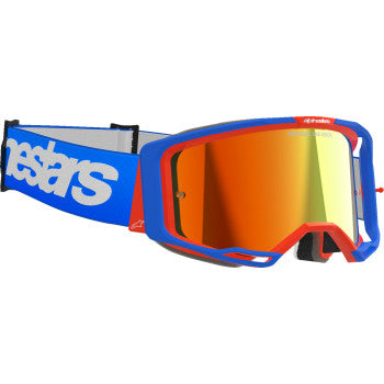 ALPINESTARS GOGGLES Vision 8 Goggle - Wordmark - Blue/Orange - Red Mirror 5101325-7303 - Goggles