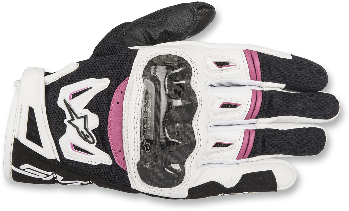 ALPINESTARS Women Stella SMX-2 Air Carbon V2 Gloves - Black/White/Fuchsia - Large 3517717-1239-L - Gloves