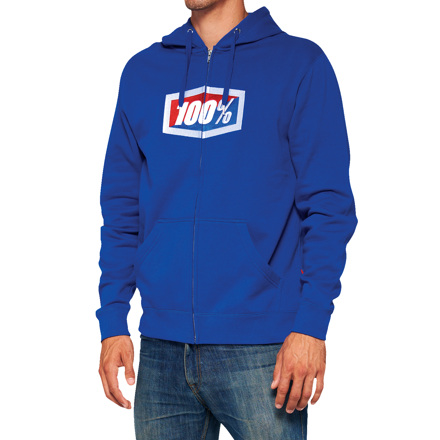 100% Official Fleece Zip-Up Hoodie - Royal - Medium 20032-00021