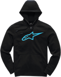 ALPINESTARS Ageless 2 Zip Hoodie - Black/Turquoise - 2XL 10385305210762X