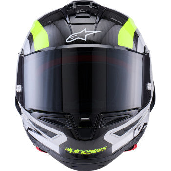 ALPINESTARS  Supertech R10 Helmet - 22.06 - Arius - Gloss Black/Silver/Yellow Fluo - 2XL  8203926-1699-2XL