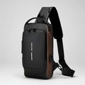 Anti-Theft Motorcycle Chest Bag with Password Lock - Black / Brown