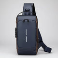 Anti-Theft Motorcycle Chest Bag with Password Lock - Navy / Brown