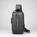 Anti-Theft Motorcycle Chest Bag with Password Lock - Grey / Brown