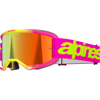 ALPINESTARS GOGGLES Vision 5 Goggle - Wordmark - Pink/Yellow Fluo - Red Mirror 5102425-3085 - Goggles