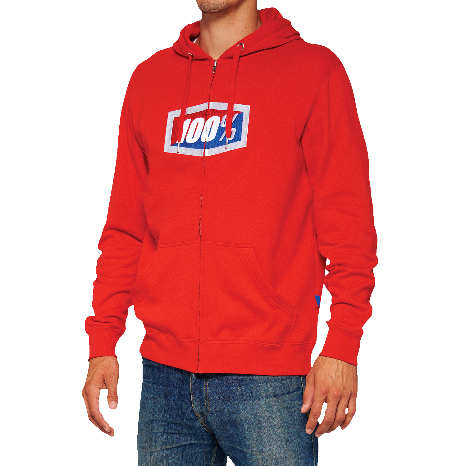 100% Official Fleece Zip-Up Hoodie - Red - Small 20032-00015