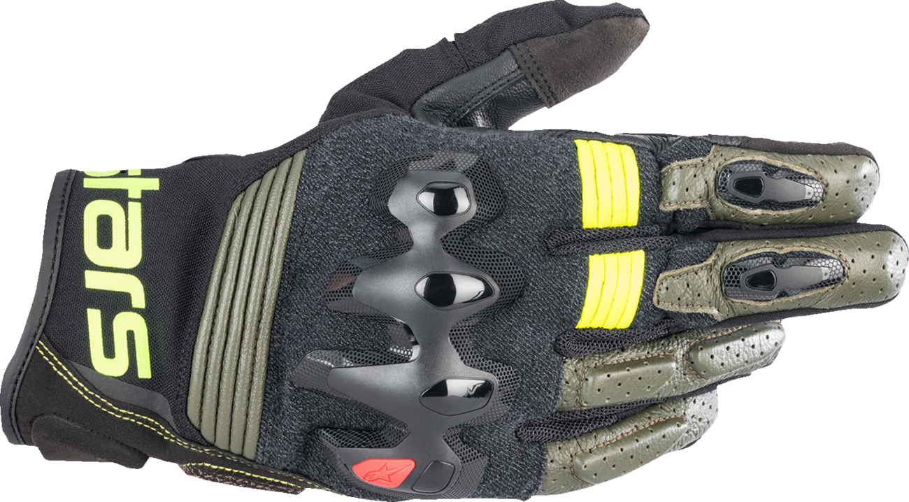 ALPINESTARS Halo Gloves - Forest Black/Fluo Yellow - 2XL 3504822-6085-2X - Gloves
