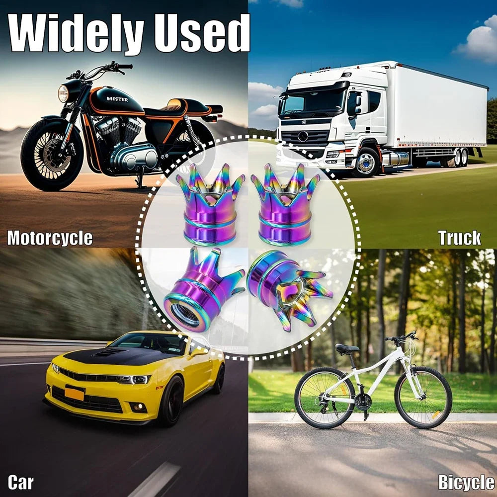 4PCS Crown Valve Stem Caps