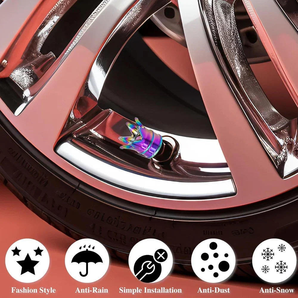 4PCS Crown Valve Stem Caps