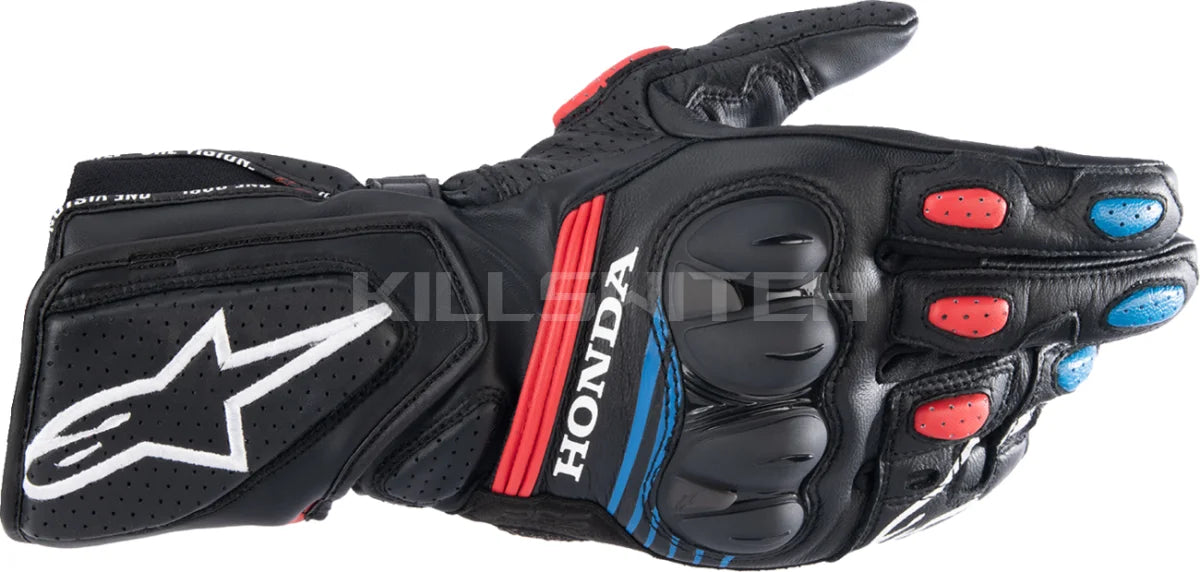 ALPINESTARS Honda SP-8 V3 Gloves - Black/Bright Red/Blue - 3XL 3558423-1317-3X - Gloves