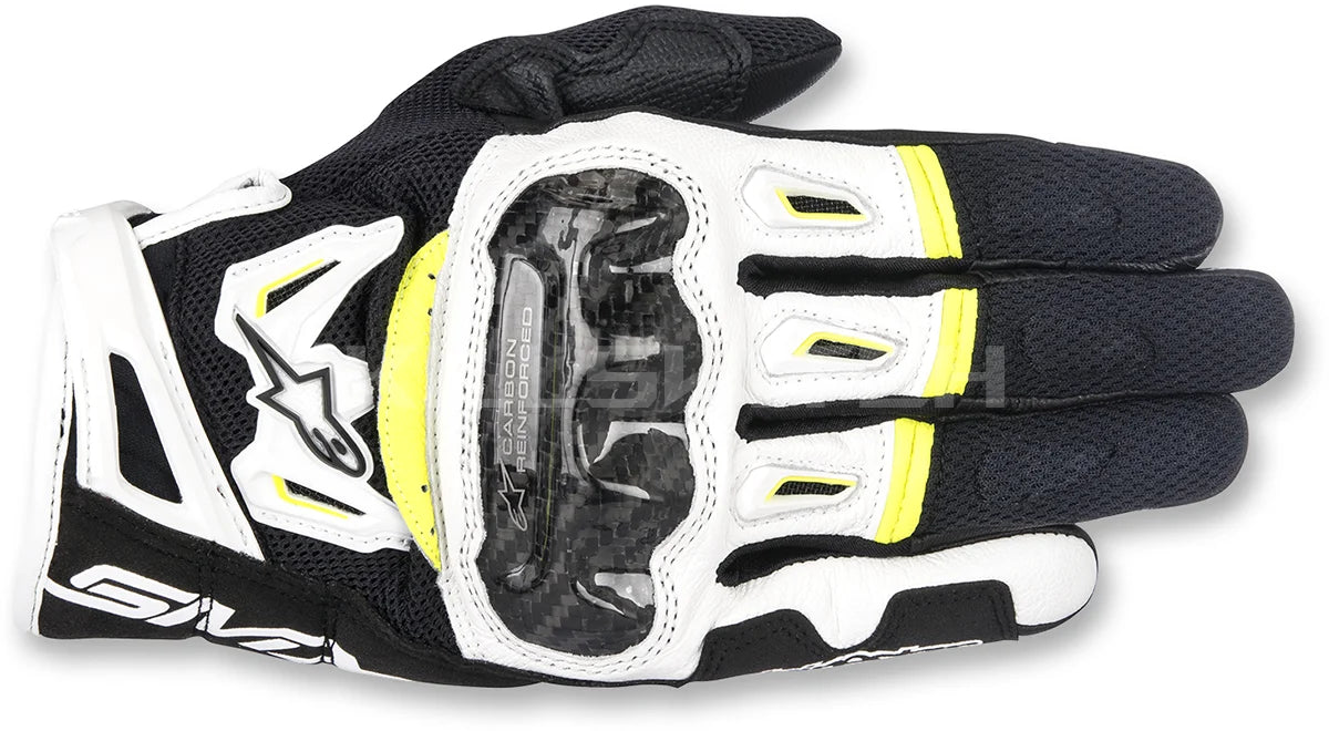 ALPINESTARS SMX-2 Air Carbon V2 Gloves - Black/White/Fluo Yellow - Medium 3567717-125-M - Gloves