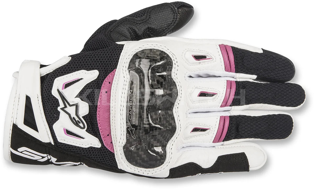 ALPINESTARS Women Stella SMX-2 Air Carbon V2 Gloves - Black/White/Fuchsia - Large 3517717-1239-L - Gloves