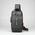 Anti-Theft Motorcycle Chest Bag with Password Lock - Grey / Brown