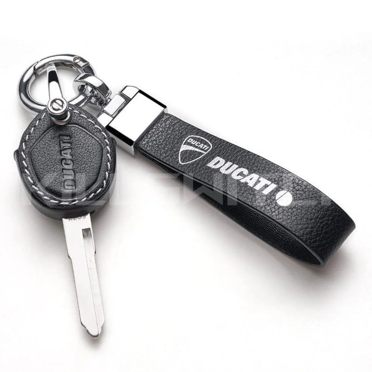 DUCATI Motorcycle Handmade Genuine Leather Key Case - BLACK - decor