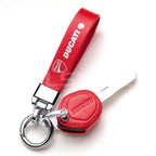 DUCATI Motorcycle Handmade Genuine Leather Key Case - RED - decor
