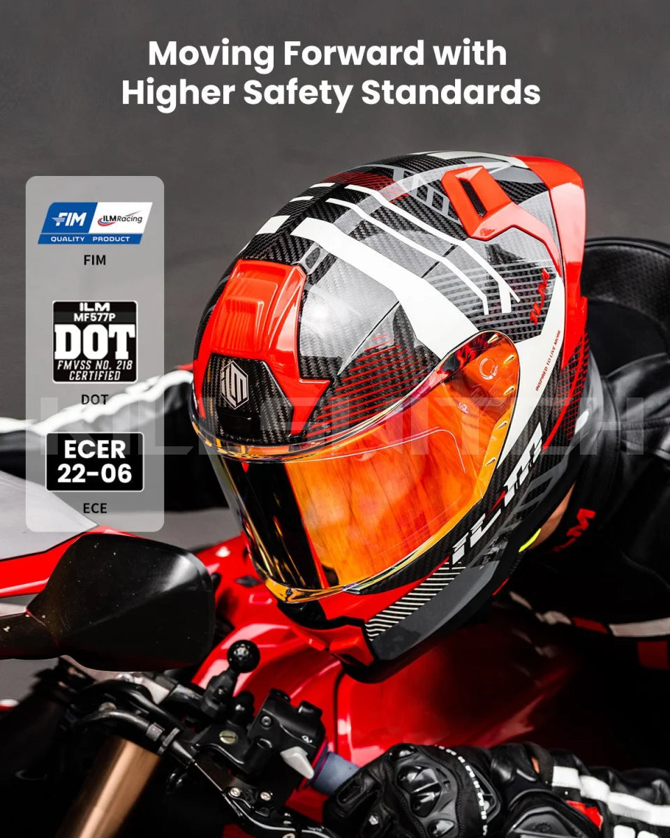 ILM Carbon Fiber Motorcycle Helmets Full Face Racing Helmet Model MF577P - Hot Sale