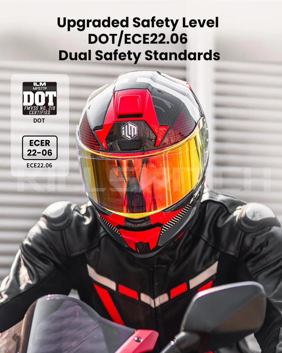 ILM Carbon Fiber Motorcycle Helmets Full Face Racing Helmet Model MF577P - Hot Sale