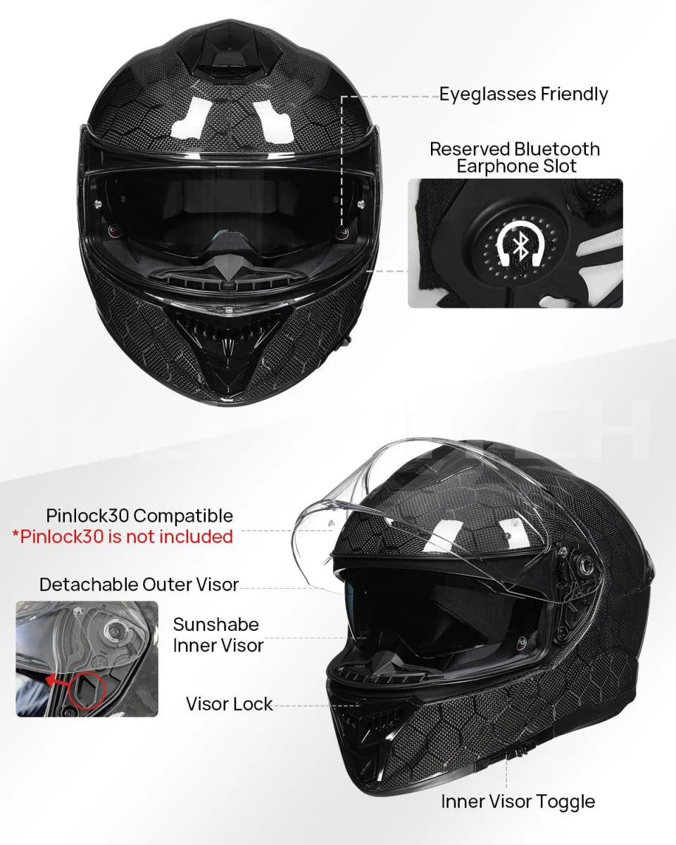 ILM Full Face Motorcycle Carbon Fiber Helmet Model 861C - Hot Sale