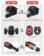 ILM Full Face Motorcycle Carbon Fiber Helmet Model 861C - Hot Sale