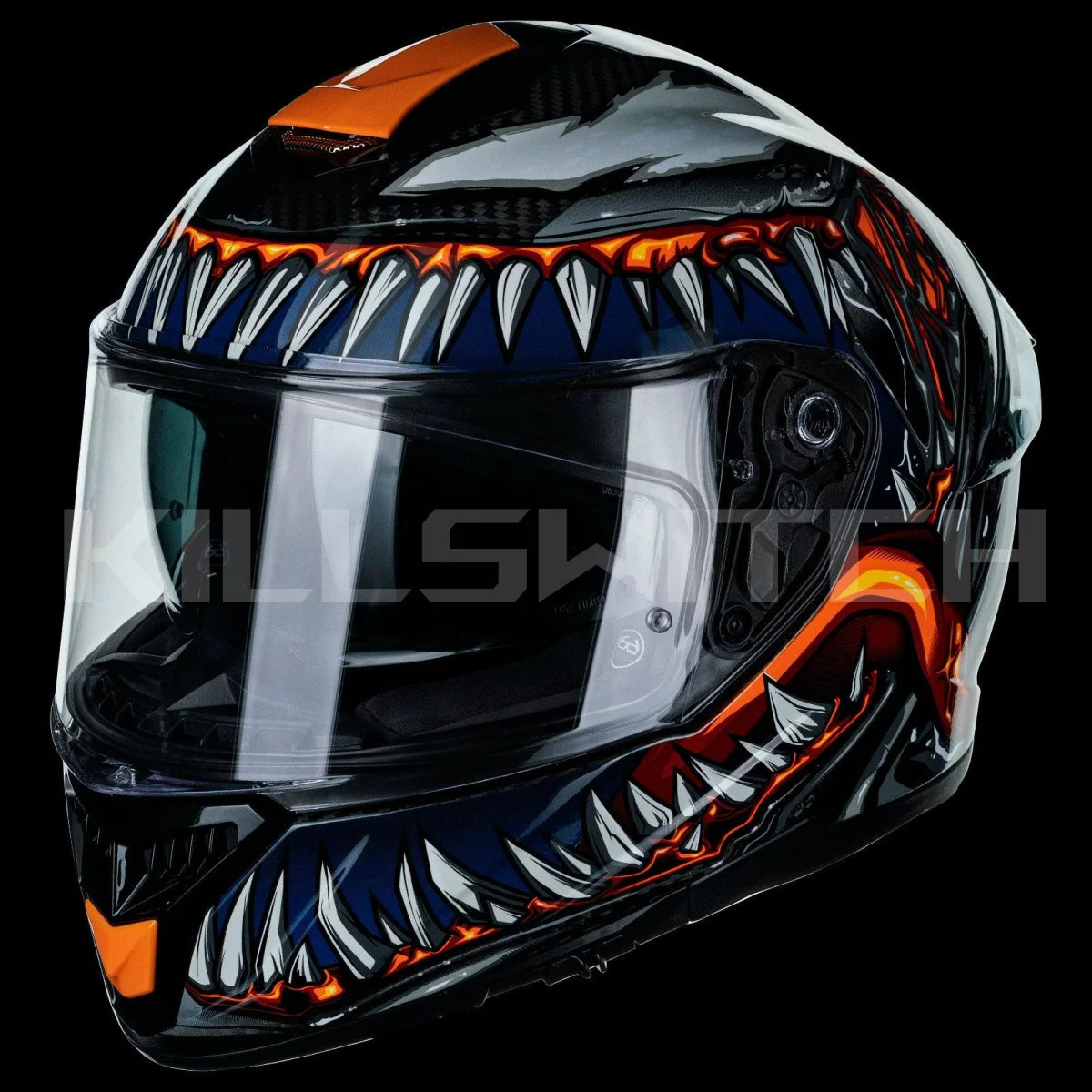 ILM Full Face Motorcycle Carbon Fiber Helmet Model 861C - The Night Orange / Small - Hot Sale