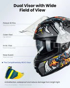 ILM Full Face Motorcycle Helmet Lightweight Fiberglass DOT ECE Model MF522P