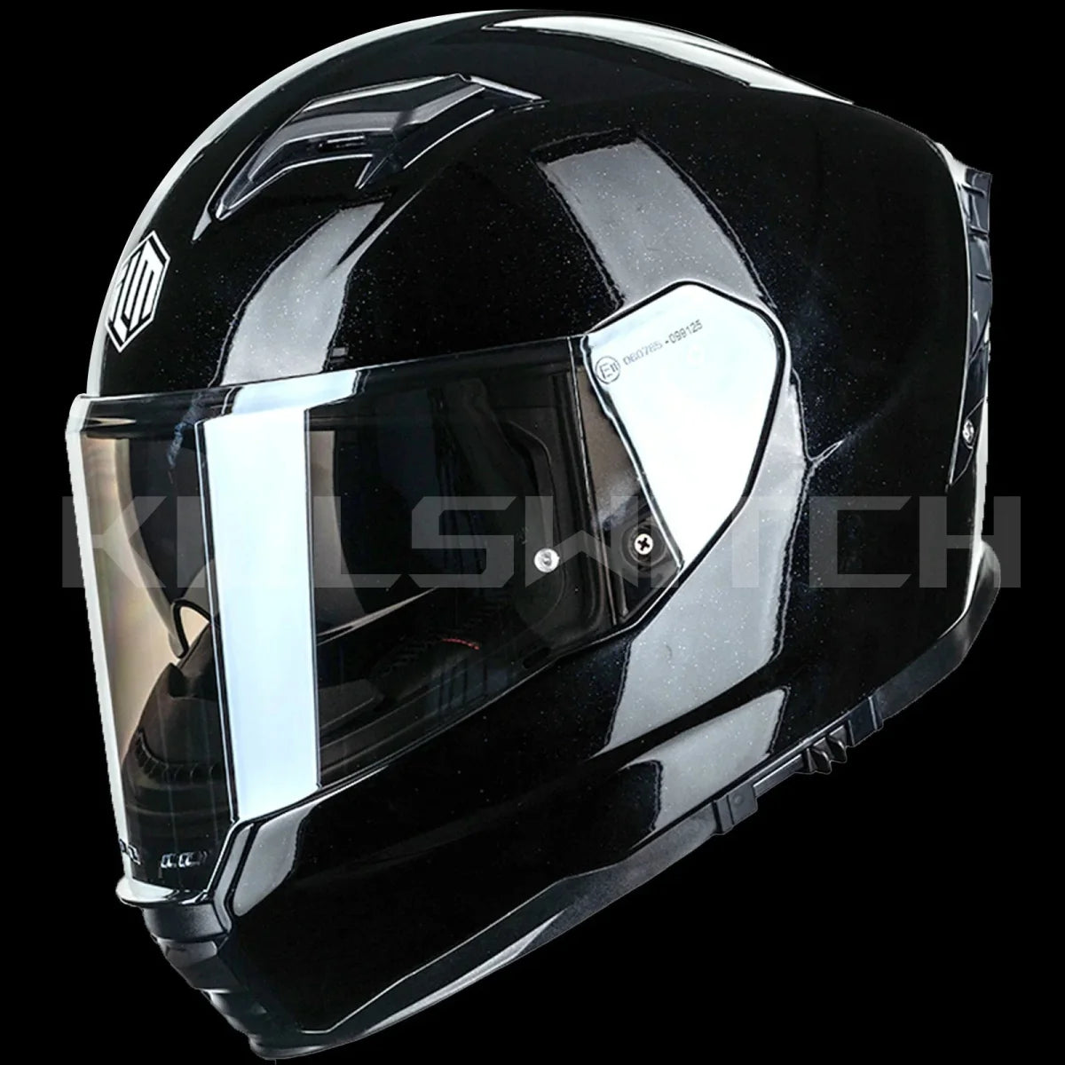 ILM Full Face Motorcycle Helmet Lightweight Fiberglass DOT ECE Model MF522P - Gloss Black / Small