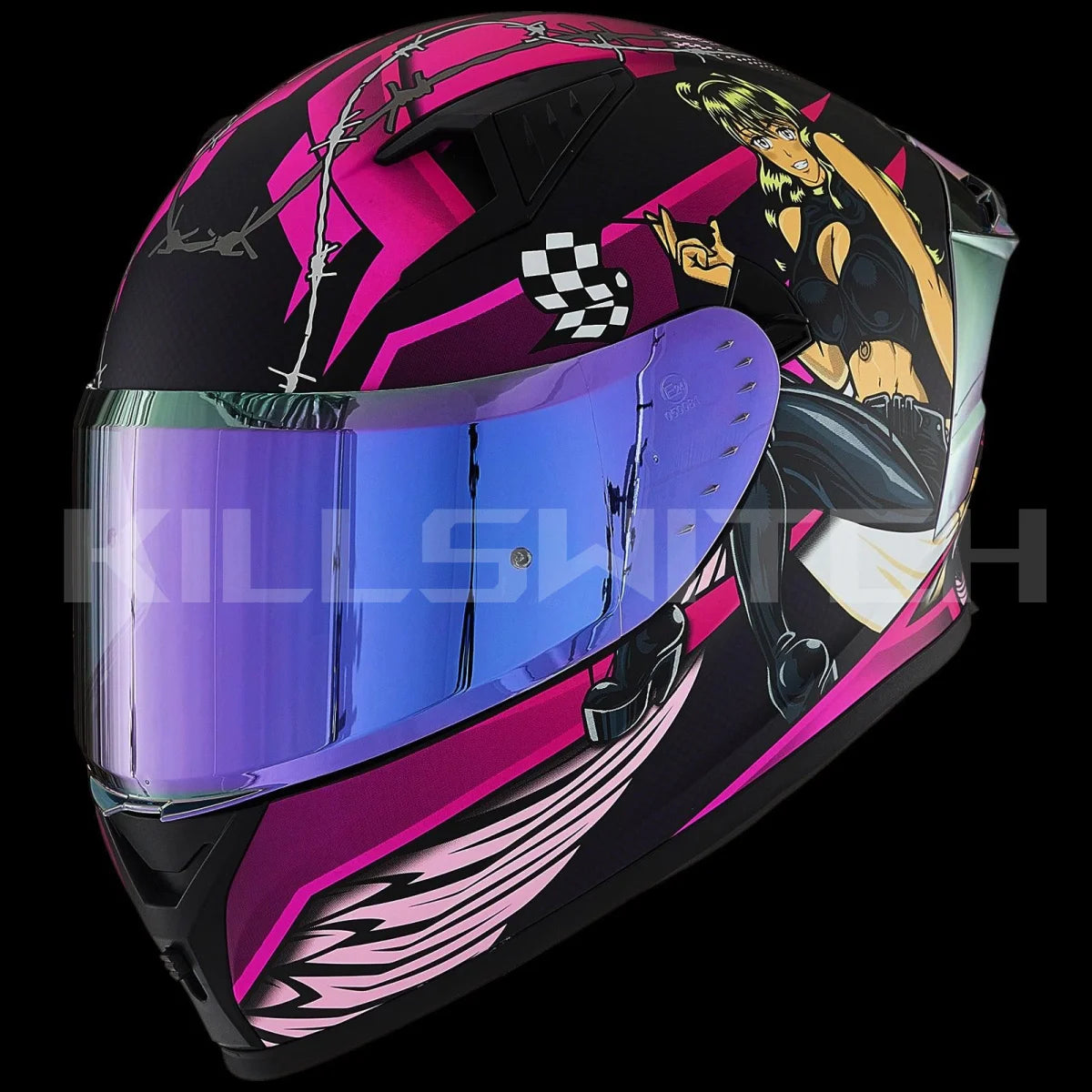 ILM Full Face Motorcycle Helmet Model Z501 - Rose Agent / Small - Hot Sale