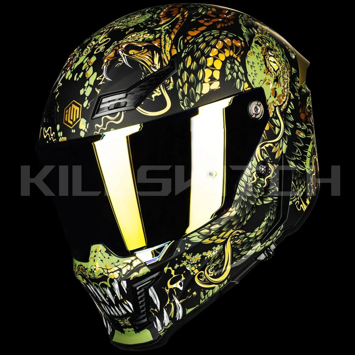 ILM Full Face Motorcycle Helmets Racing Helmet Model MF509 - Mythology-gold / Small - Hot Sale