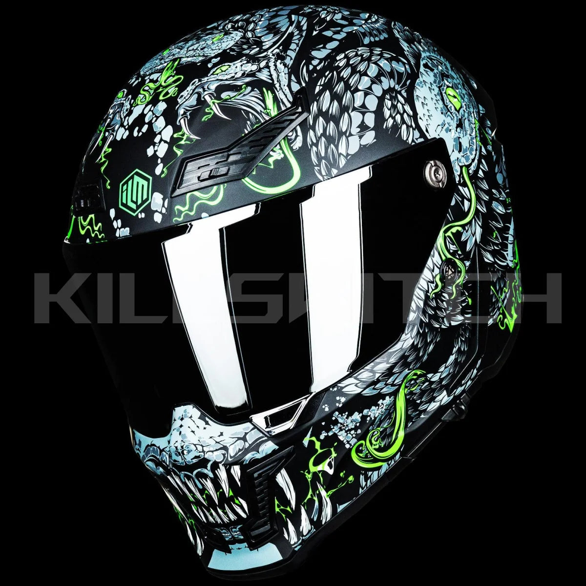 ILM Full Face Motorcycle Helmets Racing Helmet Model MF509 - Mythology-neon-green / Small - Hot Sale