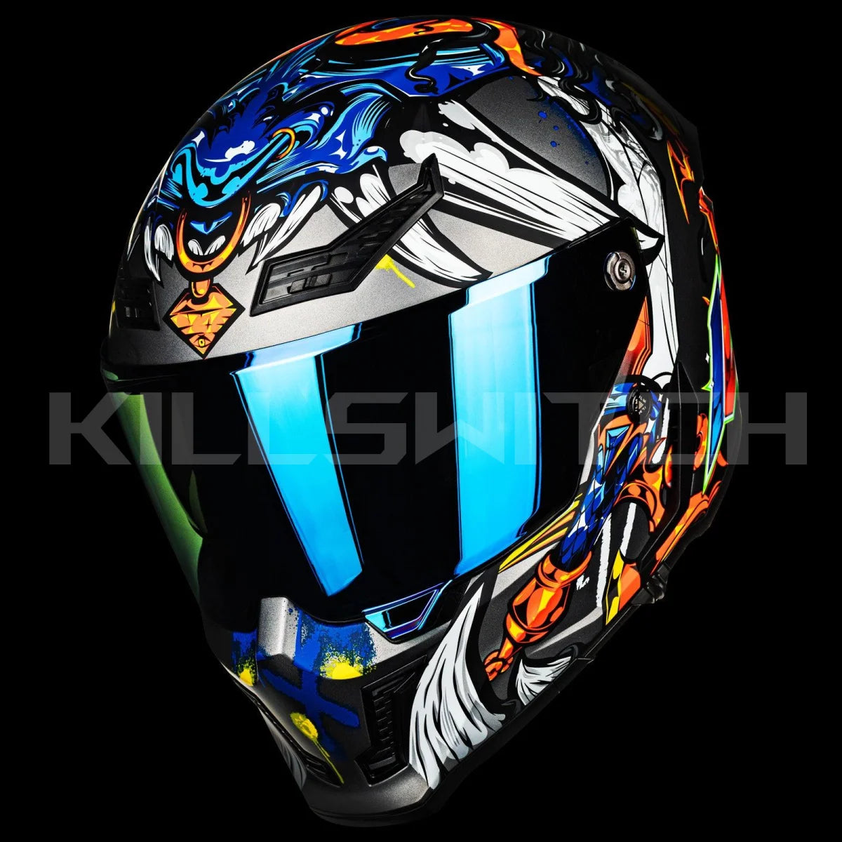 ILM Full Face Motorcycle Helmets Racing Helmet Model MF509 - Ronin-blue / Small - Hot Sale