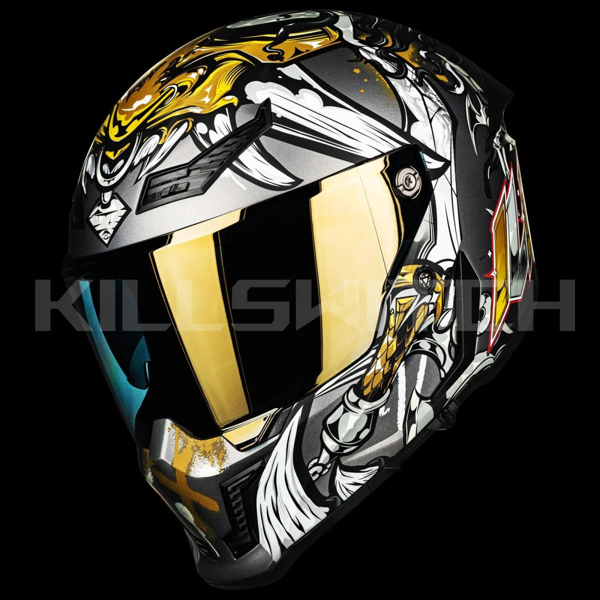 ILM Full Face Motorcycle Helmets Racing Helmet Model MF509 - Ronin-gold / Small - Hot Sale