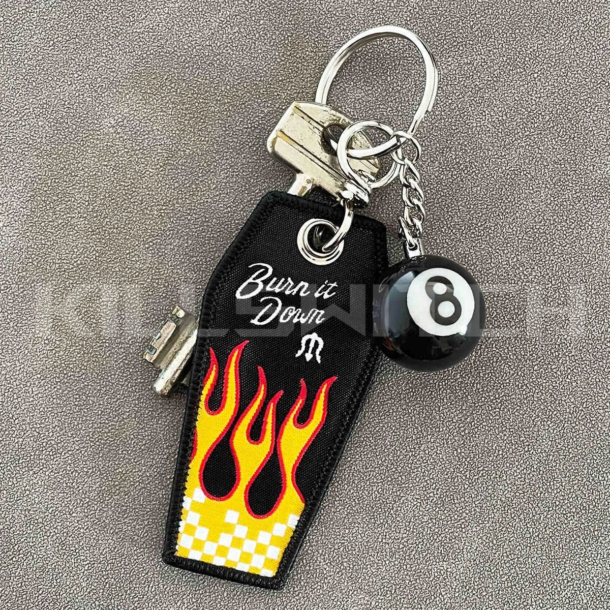 METALIZE™ Vintage Motorcycle Handmade Embroidered Keychain - B NO KEYS - decor