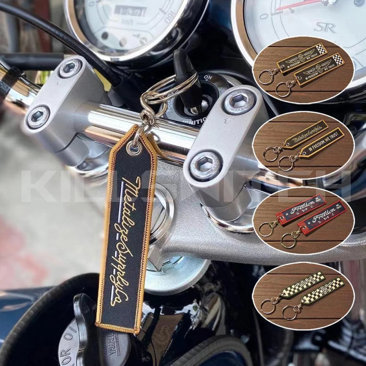 METALIZE™ Vintage Motorcycle Handmade Embroidered Keychain - decor