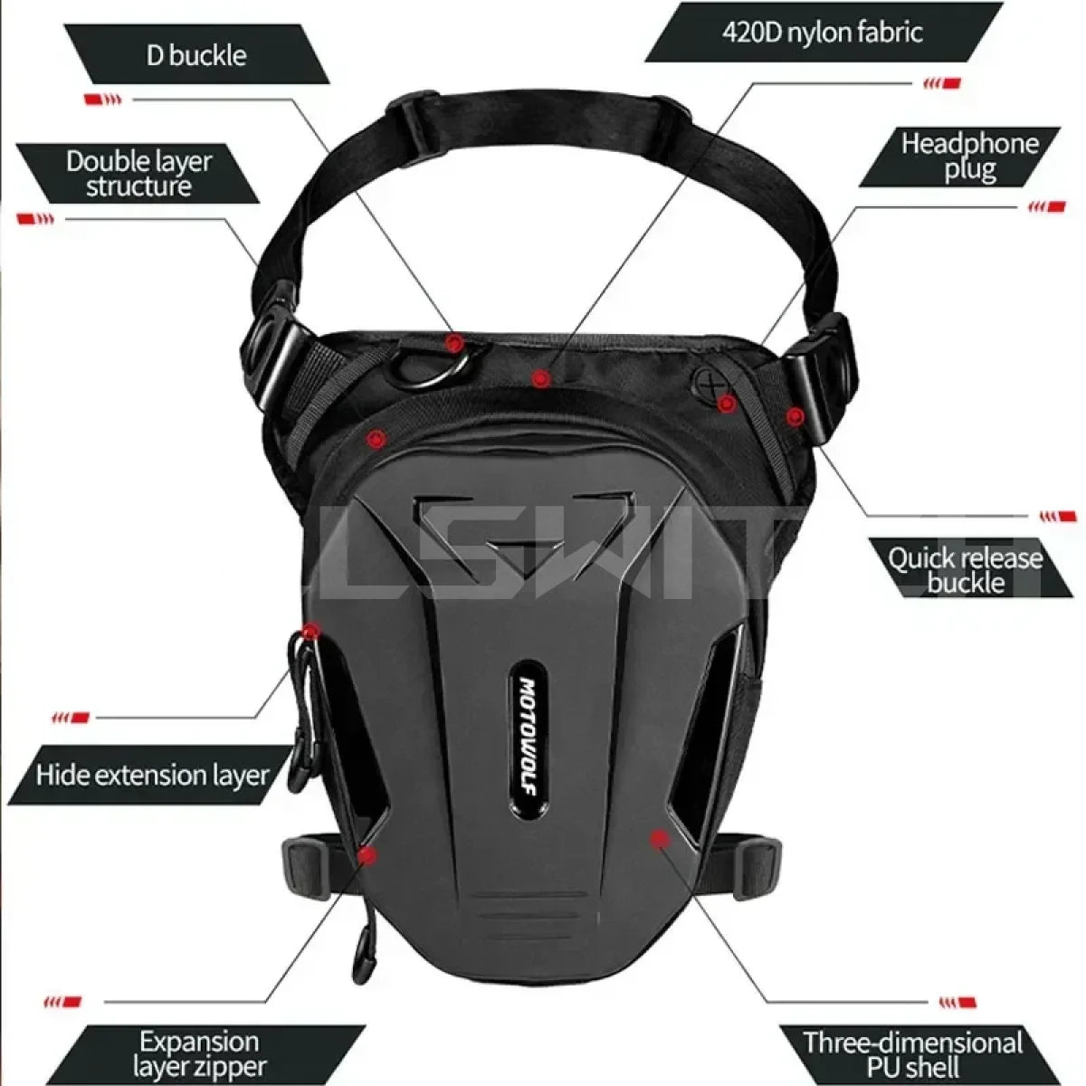 Motorcycle Bag Leg Side Hard Shell Fanny Pack