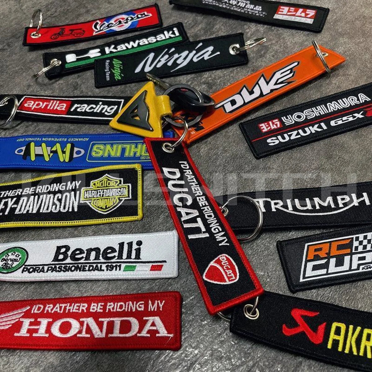Motorcycle Brand Embroidered Keychain - decor