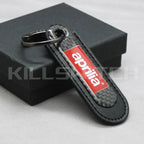 Motorcycle Carbon Fiber Leather Keychain - APRILIA-BLACK - decor