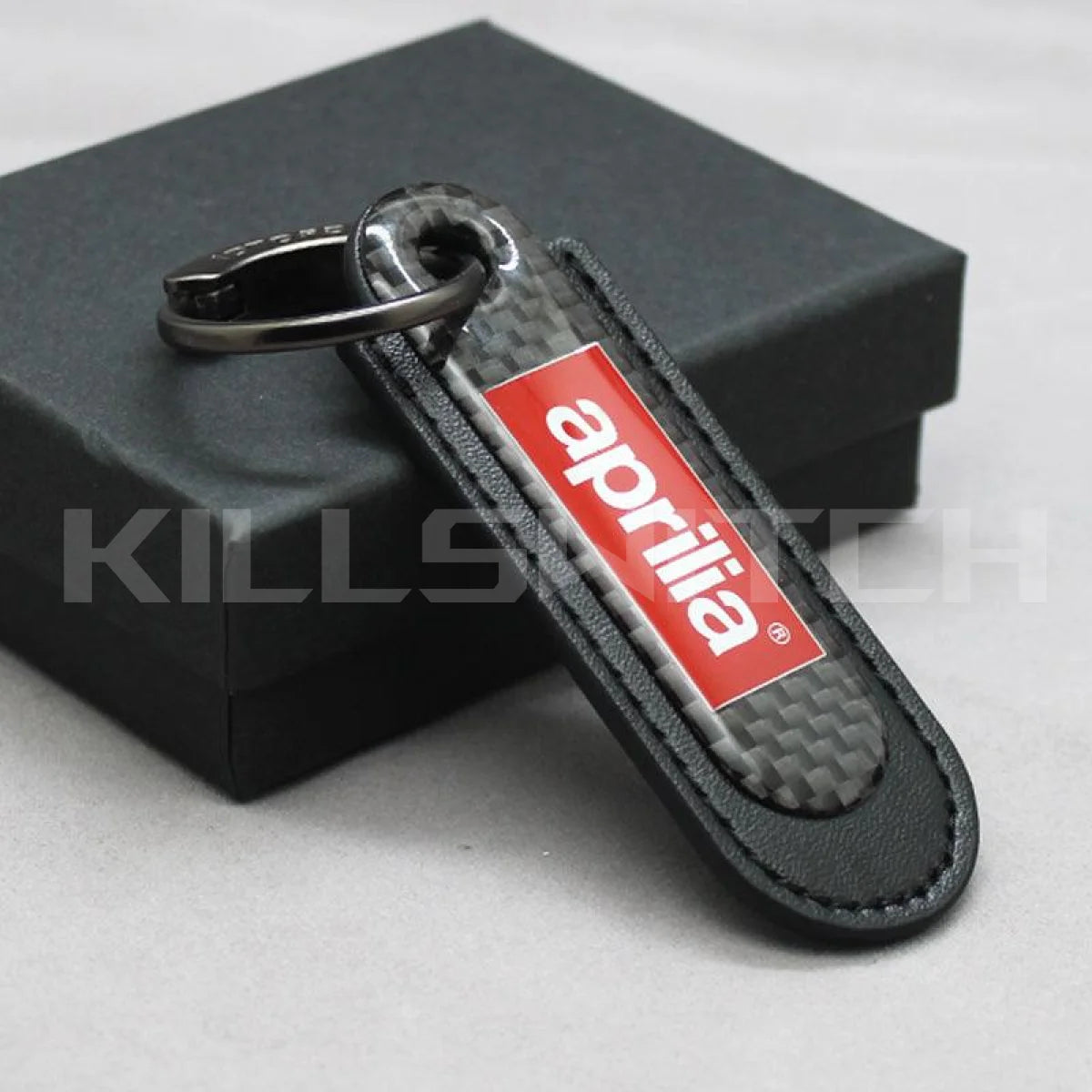 Motorcycle Carbon Fiber Leather Keychain - APRILIA-BLACK - decor