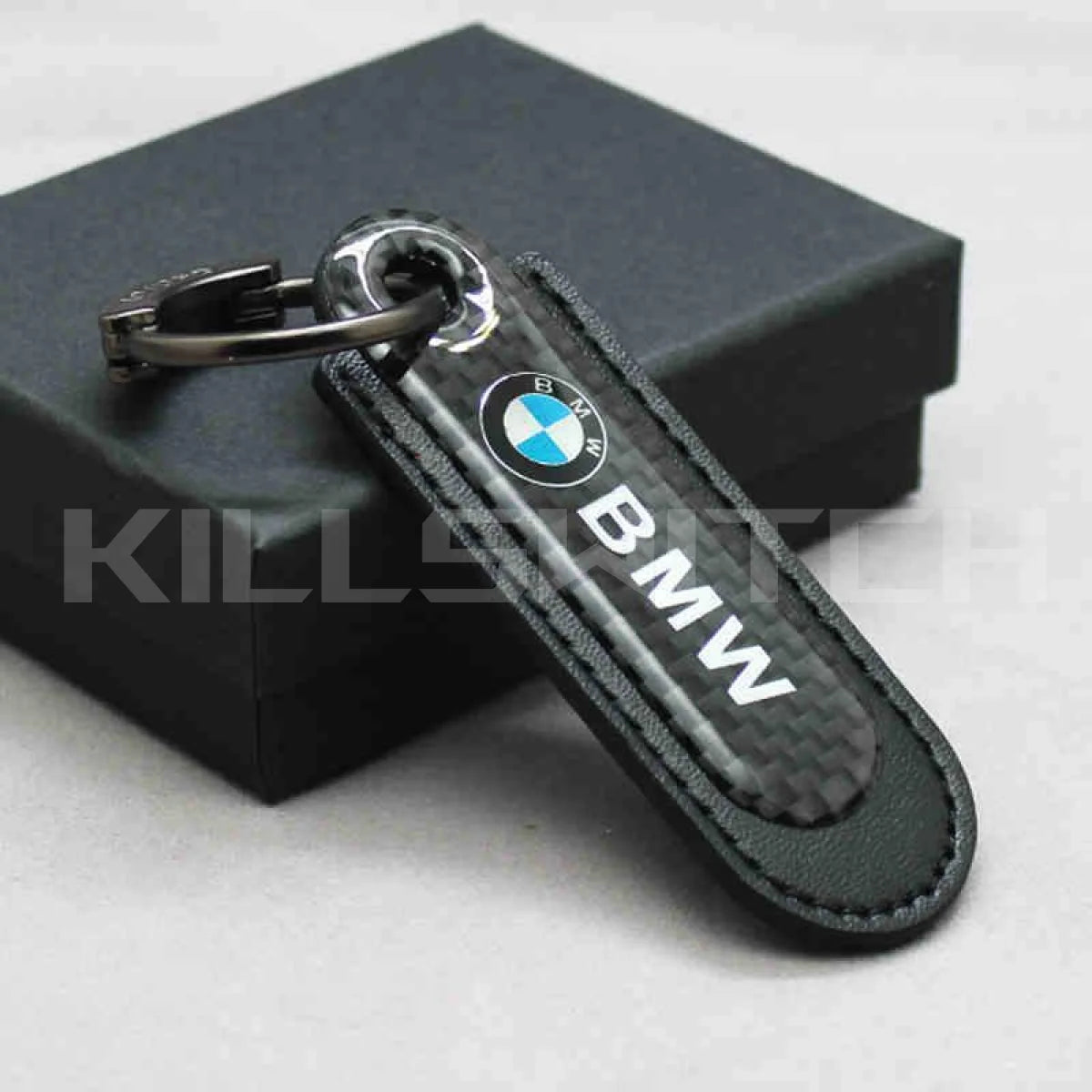 Motorcycle Carbon Fiber Leather Keychain - BMW-BLACK - decor