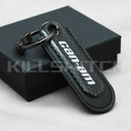 Motorcycle Carbon Fiber Leather Keychain - CAN-AM-BLACK - decor