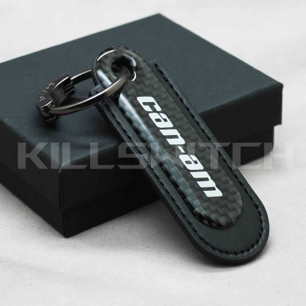 Motorcycle Carbon Fiber Leather Keychain - CAN-AM-BLACK - decor