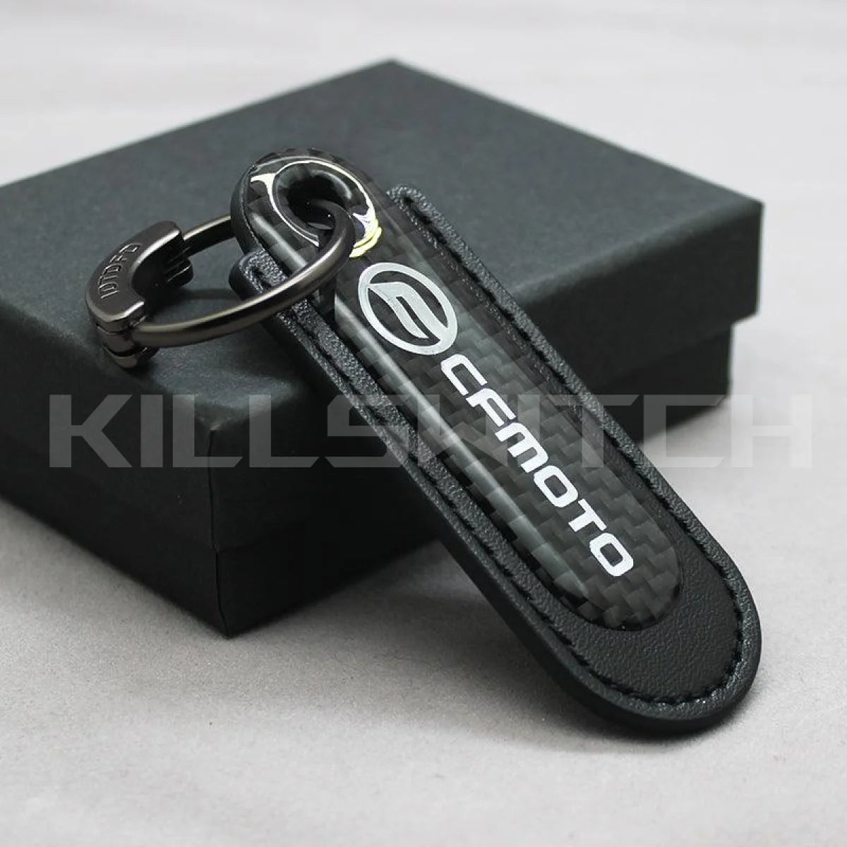 Motorcycle Carbon Fiber Leather Keychain - CFMOTO-BLACK - decor