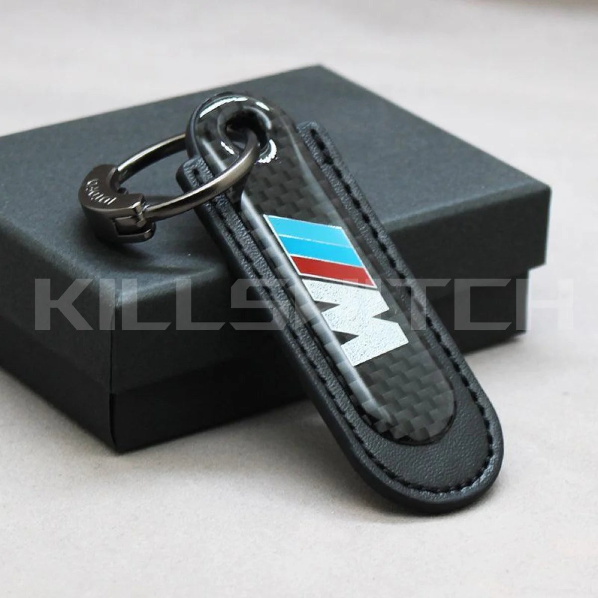 Motorcycle Carbon Fiber Leather Keychain - decor
