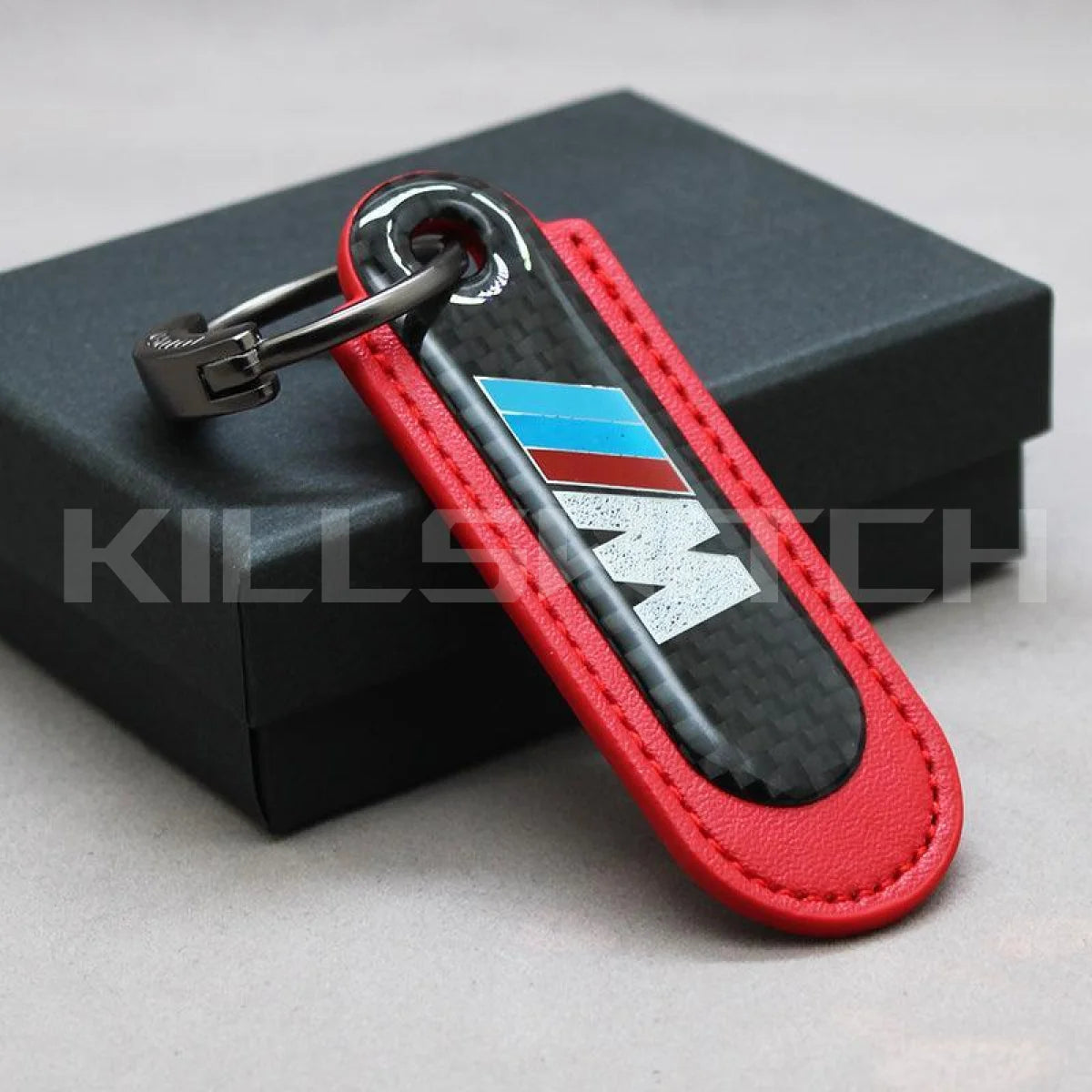 Motorcycle Carbon Fiber Leather Keychain - decor