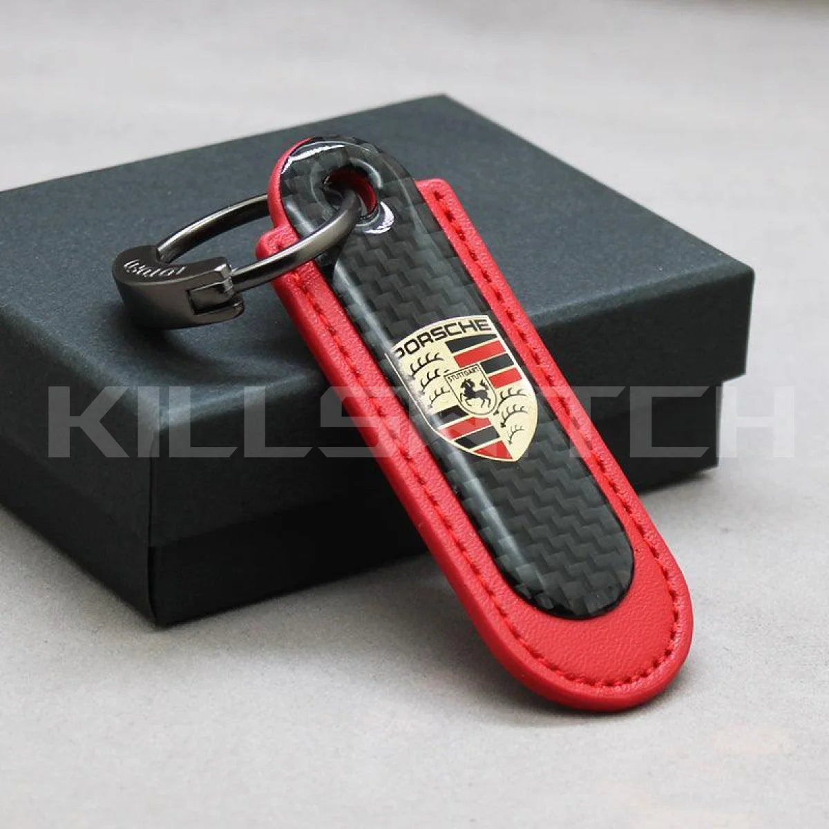 Motorcycle Carbon Fiber Leather Keychain - decor