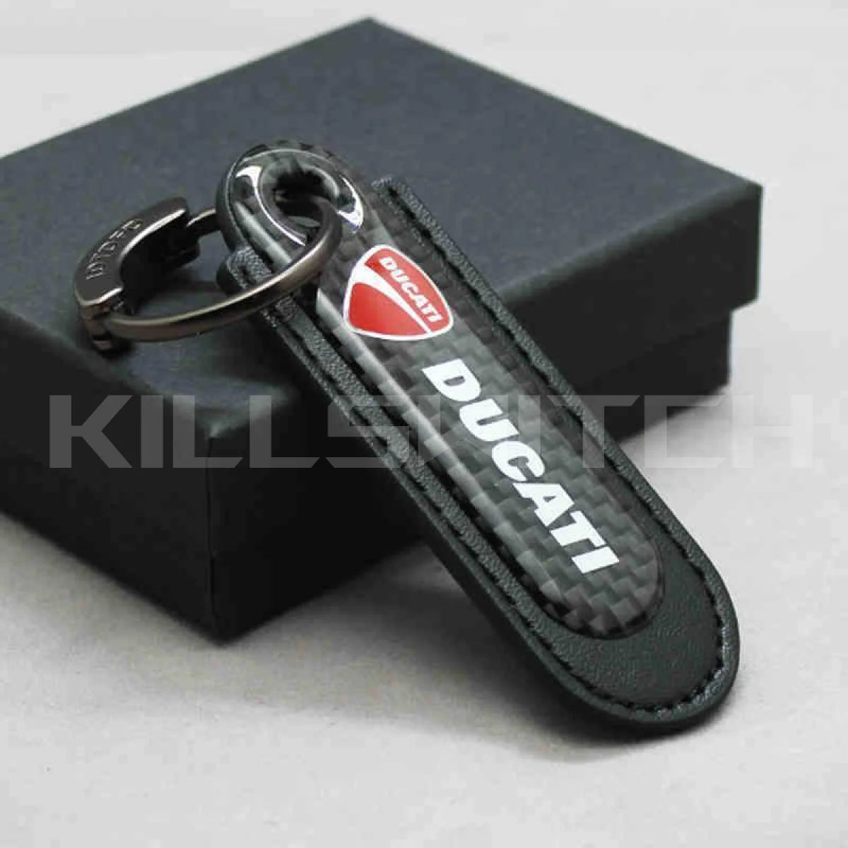 Motorcycle Carbon Fiber Leather Keychain - DUCATI-BLACK - decor